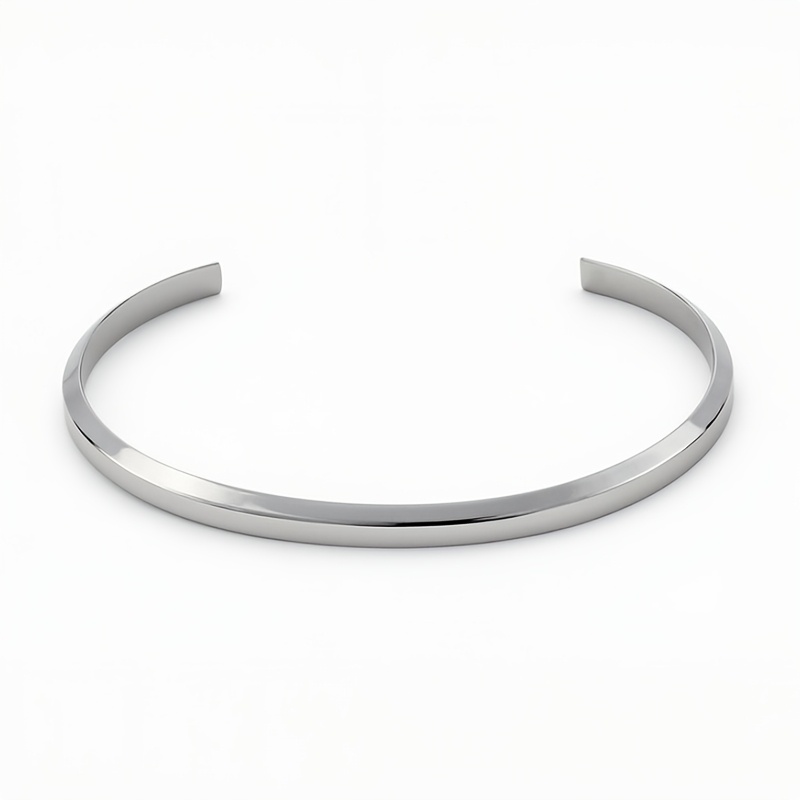 Men's Light Luxury Bevel-Cut Open Bangle Bracelet, Stylish